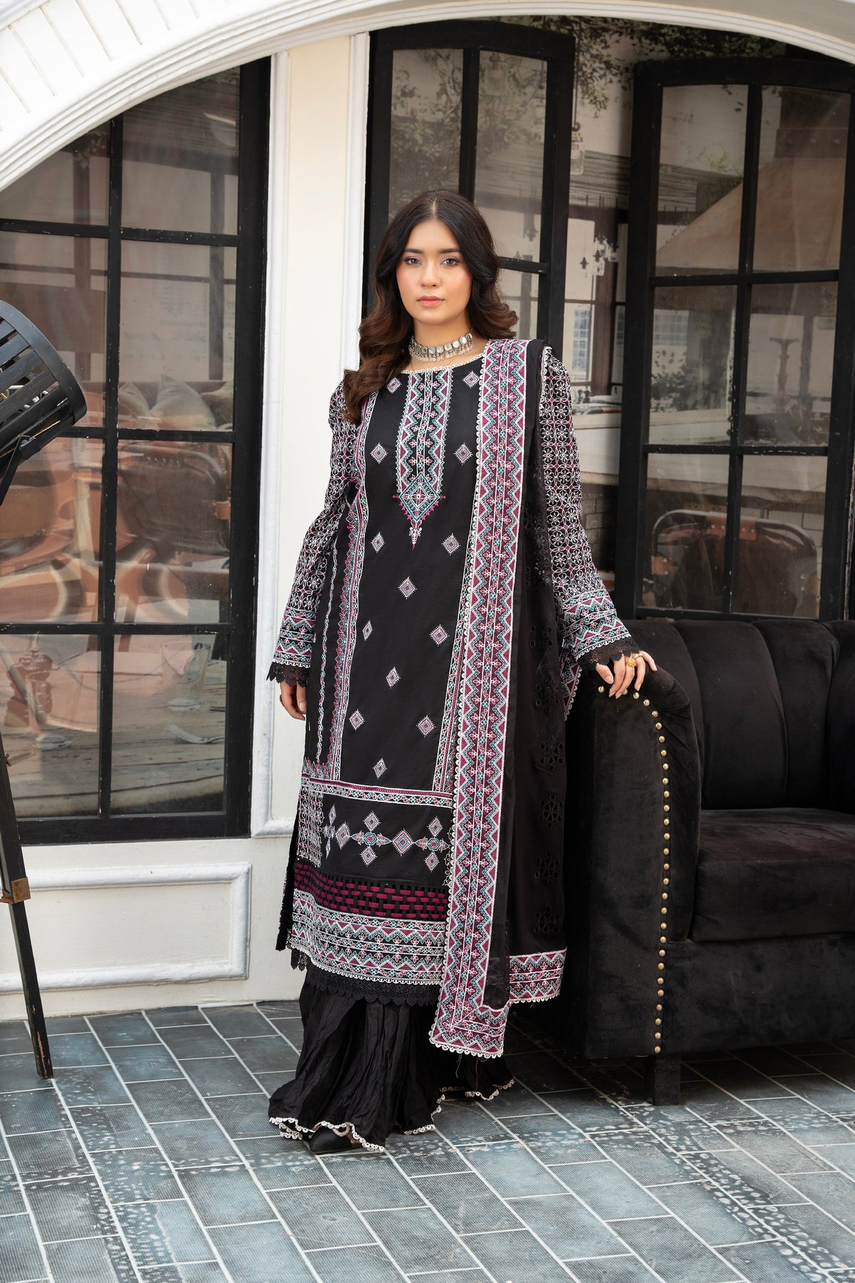 3-PC Unstitched Lawn Embroidered Shirt Crinkle Embroidered Dupatta Naqsh By Wania | WL-505