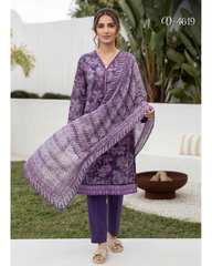 3-PC Stitched Digital Printed Lawn Marina By Tawakkal Fabrics | D-4619