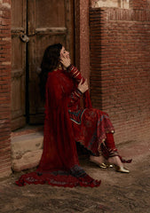 3-PC Unstitched Digital Printed Lawn Aangan By Kahf | SURKH NOOR