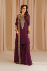 3-PC Unstitched Embroidered Net Chinon Chiffon By Iznik | CC-76
