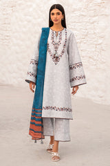 USE- 9119 | 3Pc Unstitched Suit Embroidered Lawn Summer Basic By Jazmin