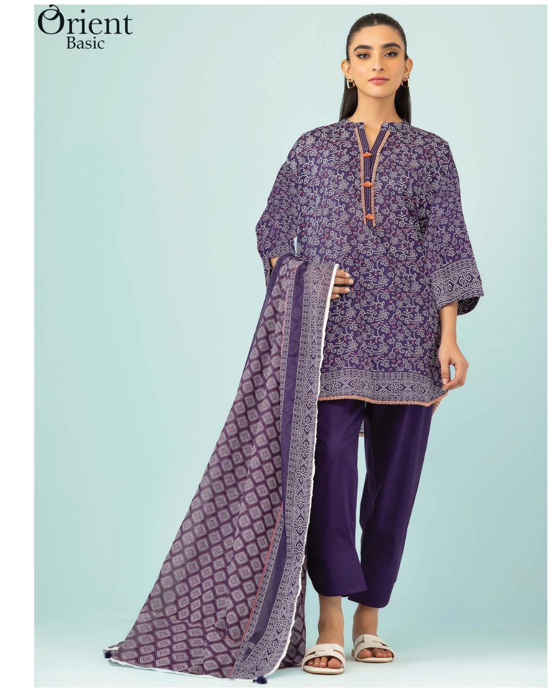 3-PC Unstitched Printed Lawn By Orient | OTL-24-408