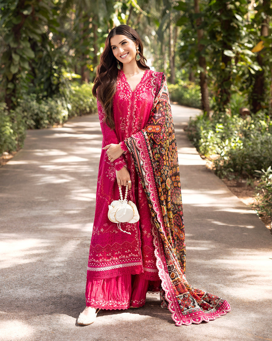 Unstitched 3-PC Embroidered Zinnia Luxury Lawn By Faiza Saqlain | Varda