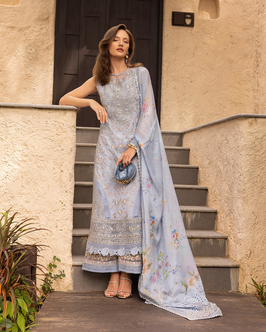 Unstitched 3-PC Embroidered Zinnia Luxury Lawn By Faiza Saqlain | Liana