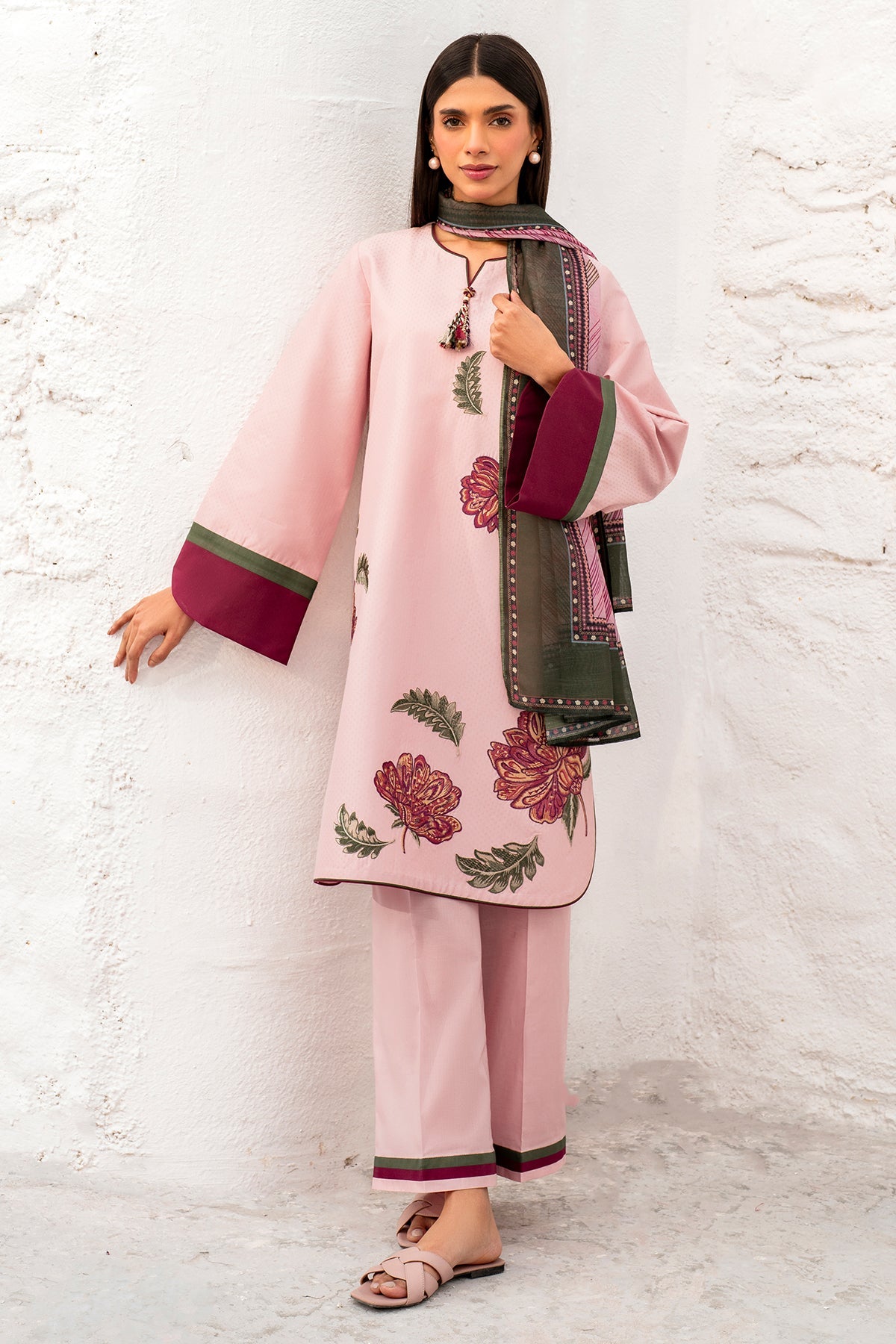 3-PC Unstitched Embroidered Dobby Lawn By Jazmin | 9116
