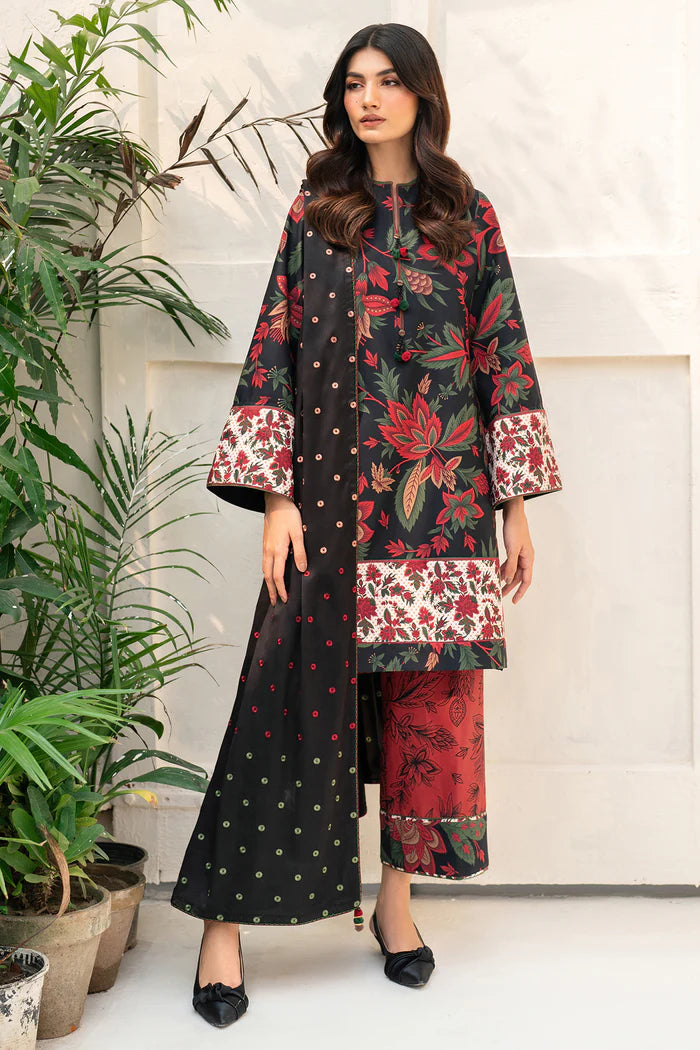 UW-0089 | 3Pc Unstitched Suit Embroidered Premium Viscose Winter By Jazmin