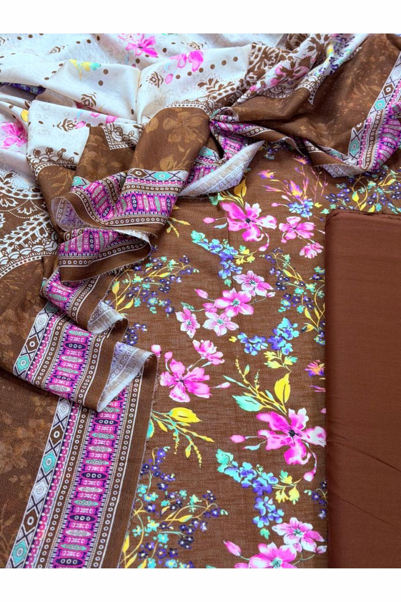 3-PC Unstitched Printed Lawn Karandi Collection