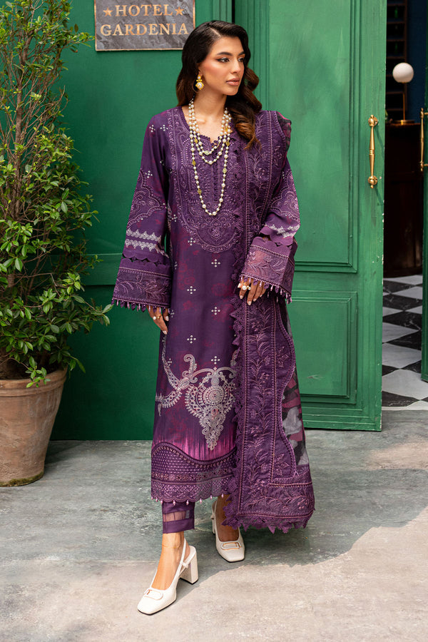 NSG-166 | 3Pc Unstitched Suit Embroidered slub linen Winter Collection Gardenia By Nureh (Co