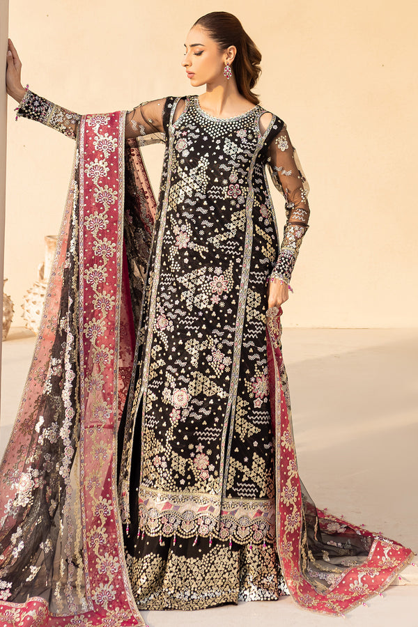 3-PC Unstitched Embroidered LU'ZELLA By Farasha | Stardust Noir