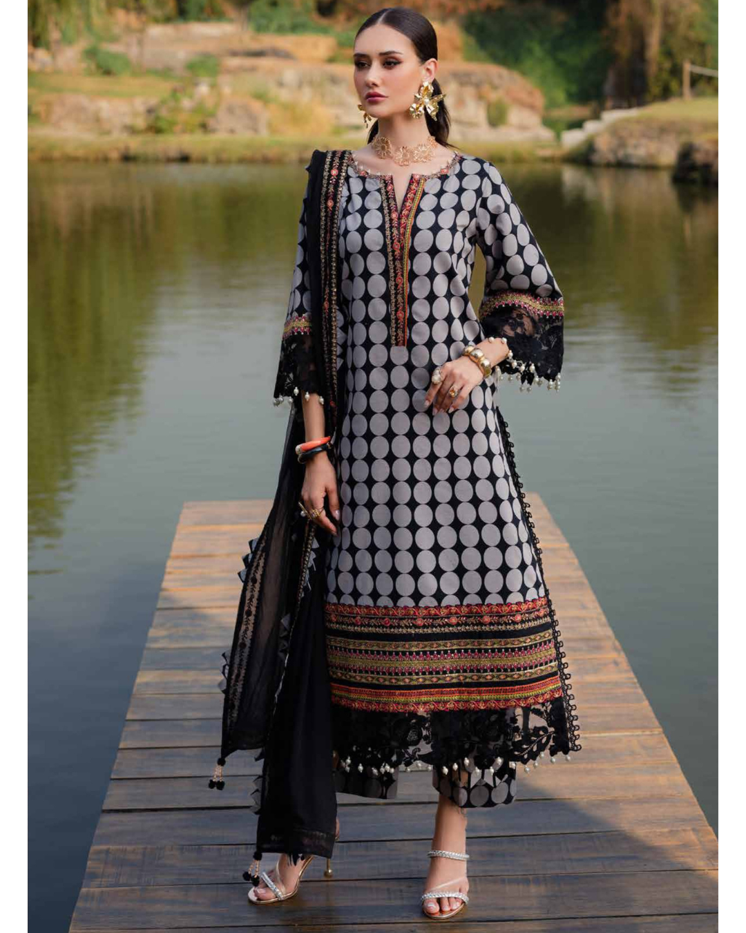 3-PC Unstitched Premium Embroidered Printed Lawn By Charizma | CQ5-01