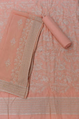3-PC Unstitched Bamber Crinkle Embroidered Suit | 001