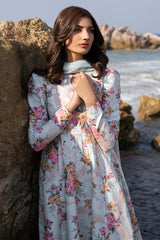 USE- 9173 | 3Pc Unstitched Suit Embroidered Lawn Summer Basic By Jazmin