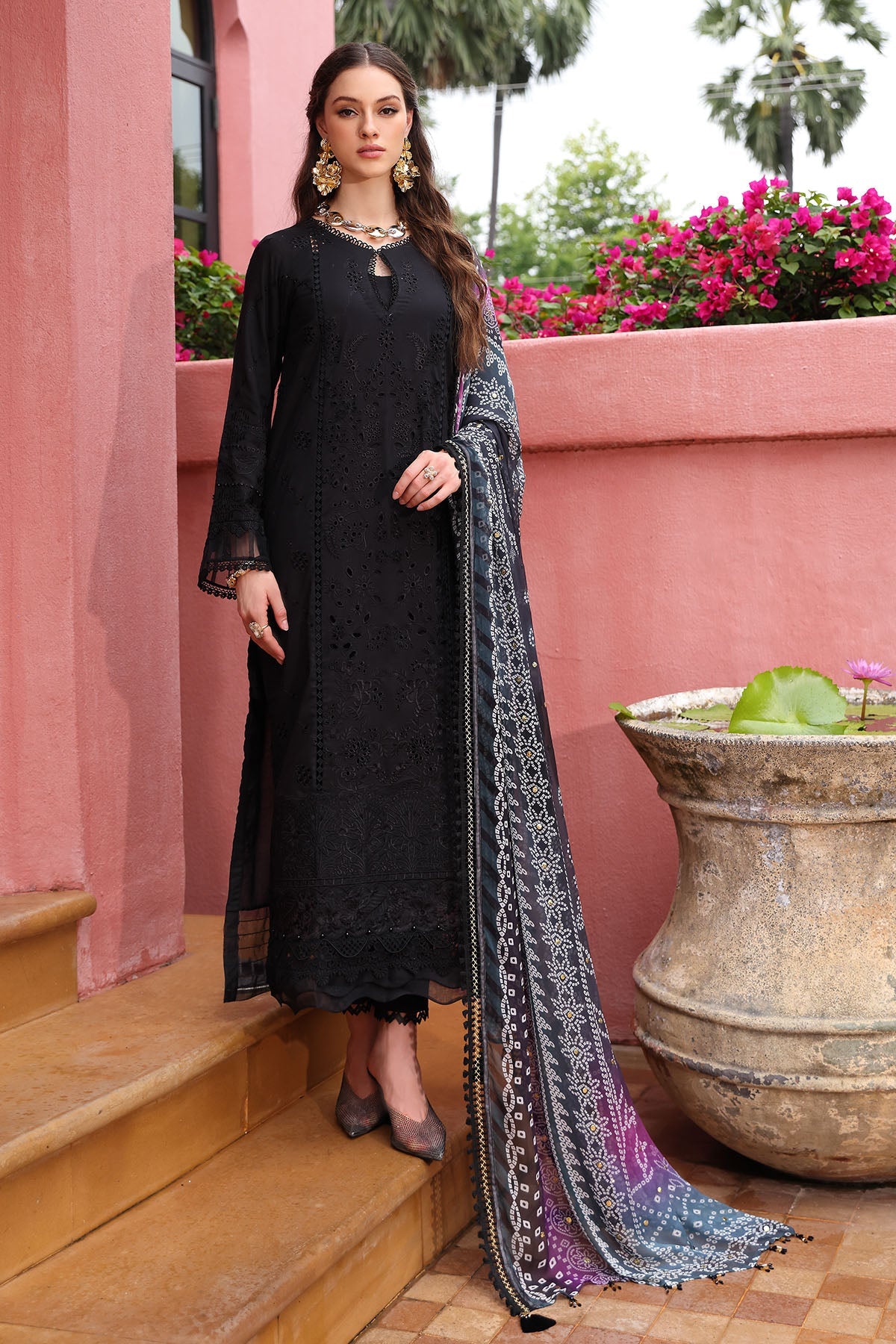 NE-110 | 3Pc Unstitched Suit Schillfli Lawn Collection Bazar By Nureh