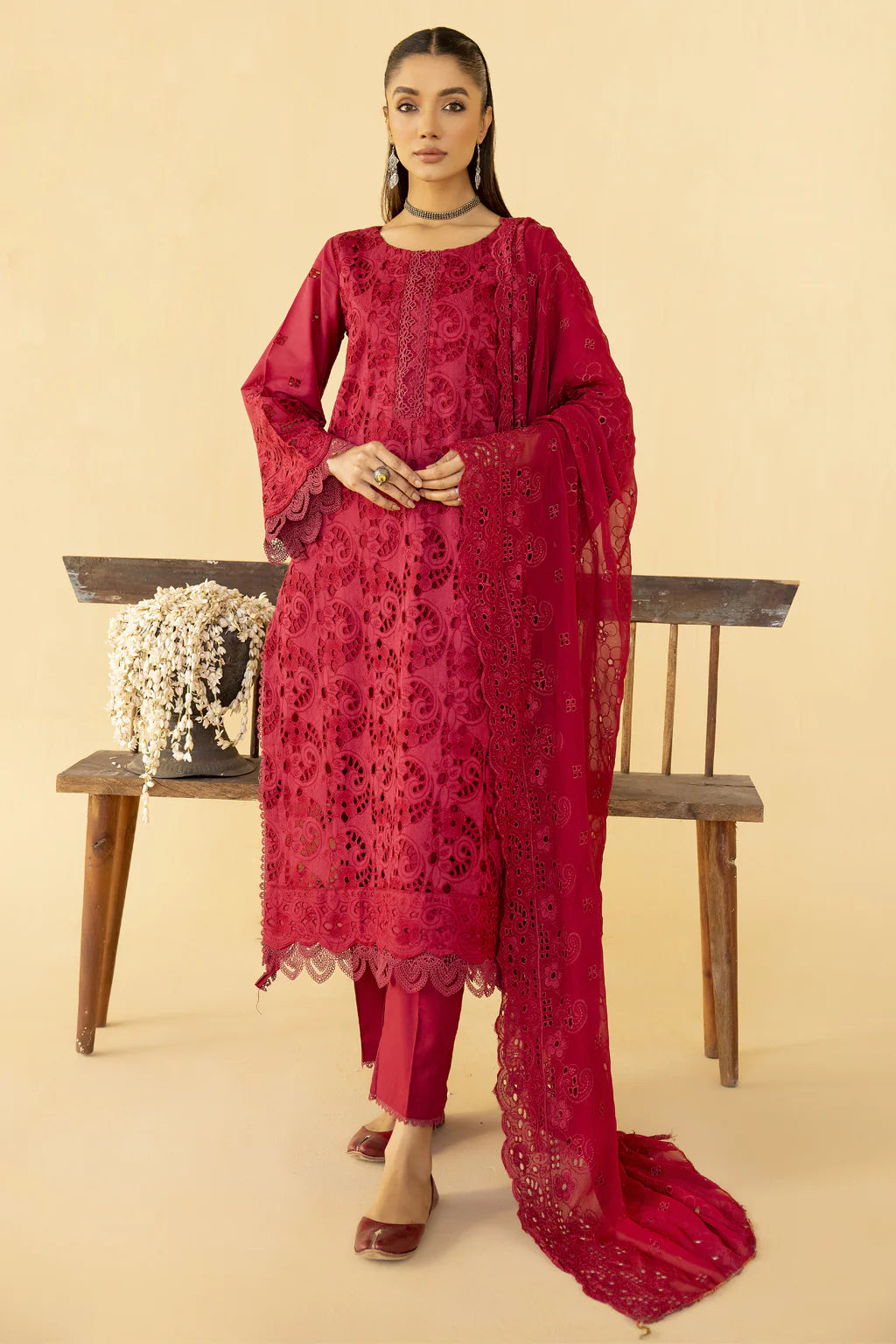 EL-406 | 3PC Unstitched Suit Chikankari Lawn Eshaal By Johra