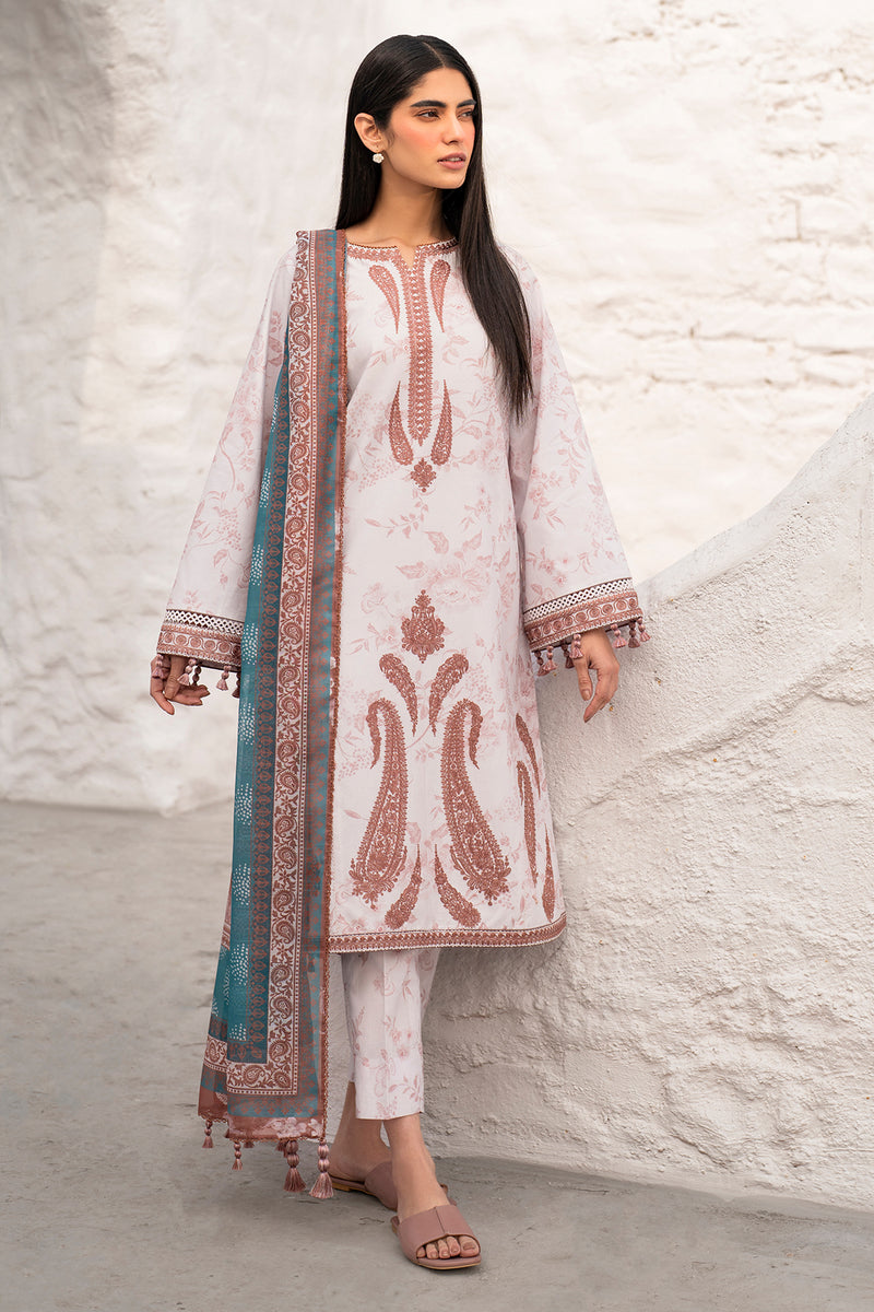 USE- 9117 | 3Pc Unstitched Suit Embroidered Lawn Summer Basic By Jazmin