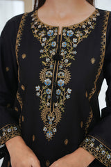 2-PC Stitched Cotton Embroidered Azlin By Guzel Fashoin | Noir