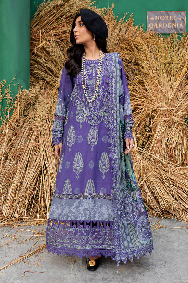 NSG-162 | 3Pc Unstitched Suit Embroidered slub linen Winter Collection Gardenia By Nureh