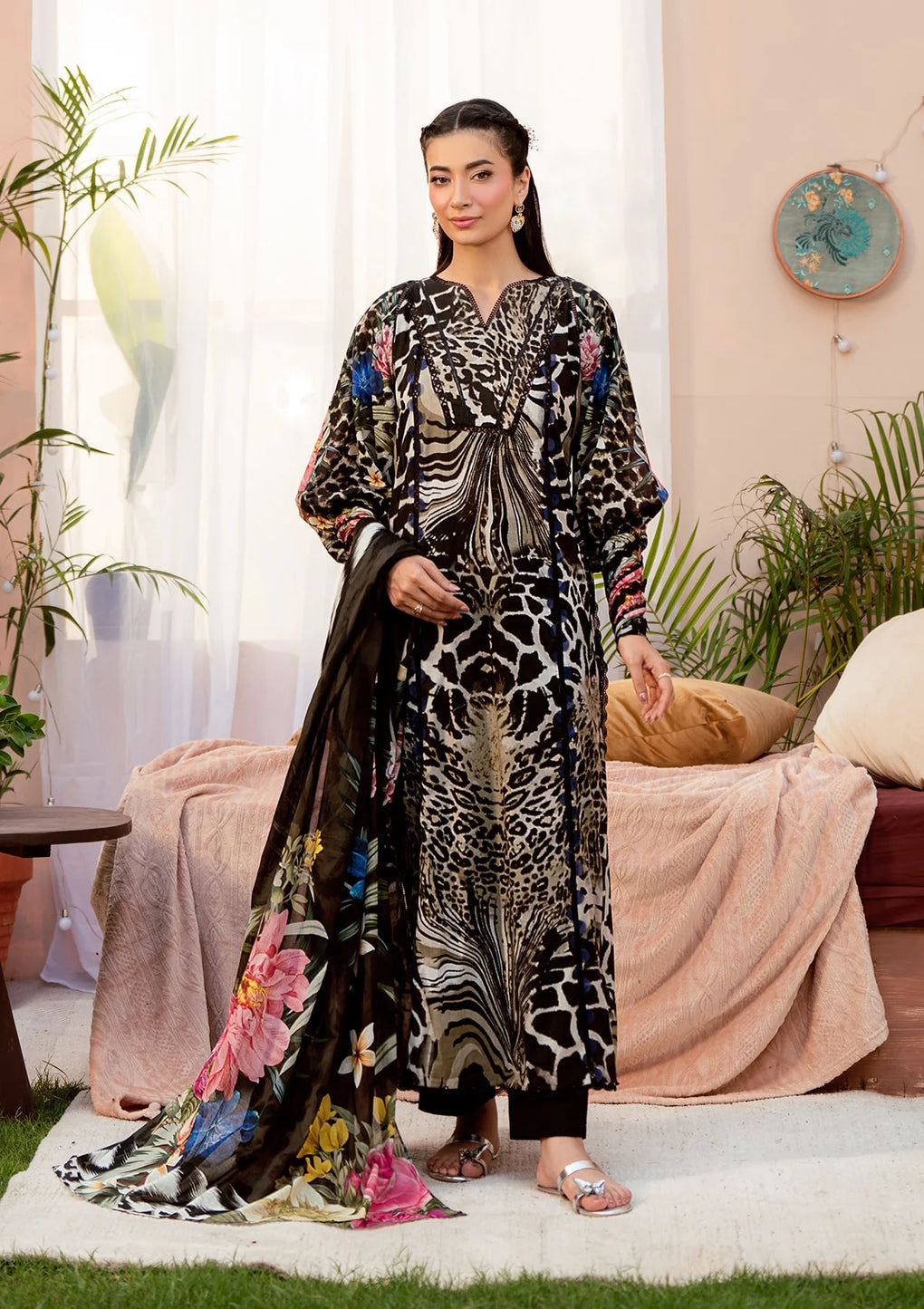 3-PC Unstitched Digital Printed Lawn By Elaf Premium | EPS-4B