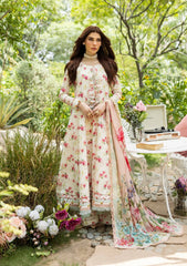 3-PC Unstitched Digital Printed Lawn By Elaf | IVORY PEONY