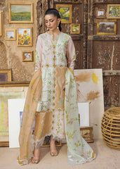 3-PC Unstitched Embroidered Organza Lawn Bloom By Saira Shakira | LANA 1B