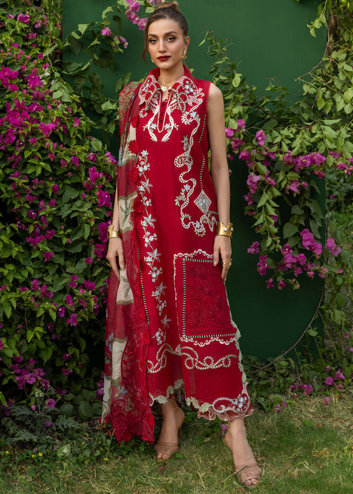 3-PC Unstitched Embroidered Organza Lawn Bloom By Saira Shakira | ELISE 1B