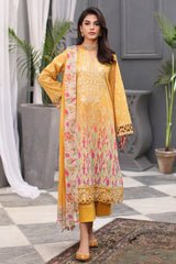 3-PC Charizma Combination Lawn Shirt with Printed Chiffon Dupatta CCS4-07