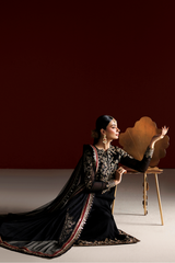 3Pc Embroidered Chiffon Unstitched Suit By Iznik