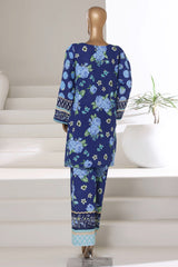 2-PC Stitched Printed Khaddar Co-Ords By Sadabahar | Royal Blue