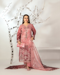 3-PC Semi-Stitched Embroidered Organza Ishq By Tawakkal Fabrics | D-5137