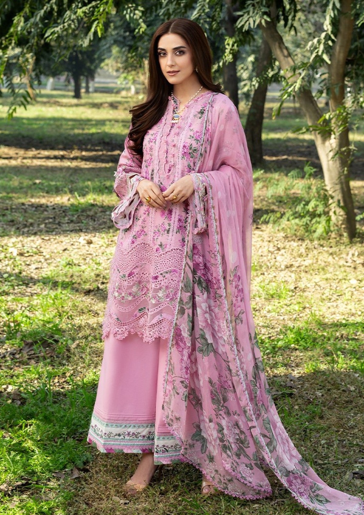 3-PC Unstitched DIgital Printed Chikankari Lawn By Elaf Premium | ERC-3A