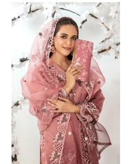 3-PC Semi-Stitched Embroidered Organza Ishq By Tawakkal Fabrics | D-5137