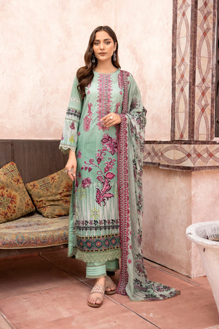 MT-497 | 3PC Unstitched Embroidered Printed Lawn Mehtab By Johra