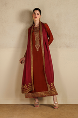 3Pc Suit – Dyed Ramen Silk Unstitched with Pure Silk Dupatta By Iznik