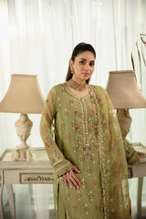 3-PC Unstitched Embroidered Suit Dehleez By Raeesa Premium | Dl 1032