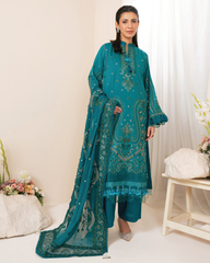 3-PC Unstitched Embroidered Swiss Voil By Johra | JS - 18