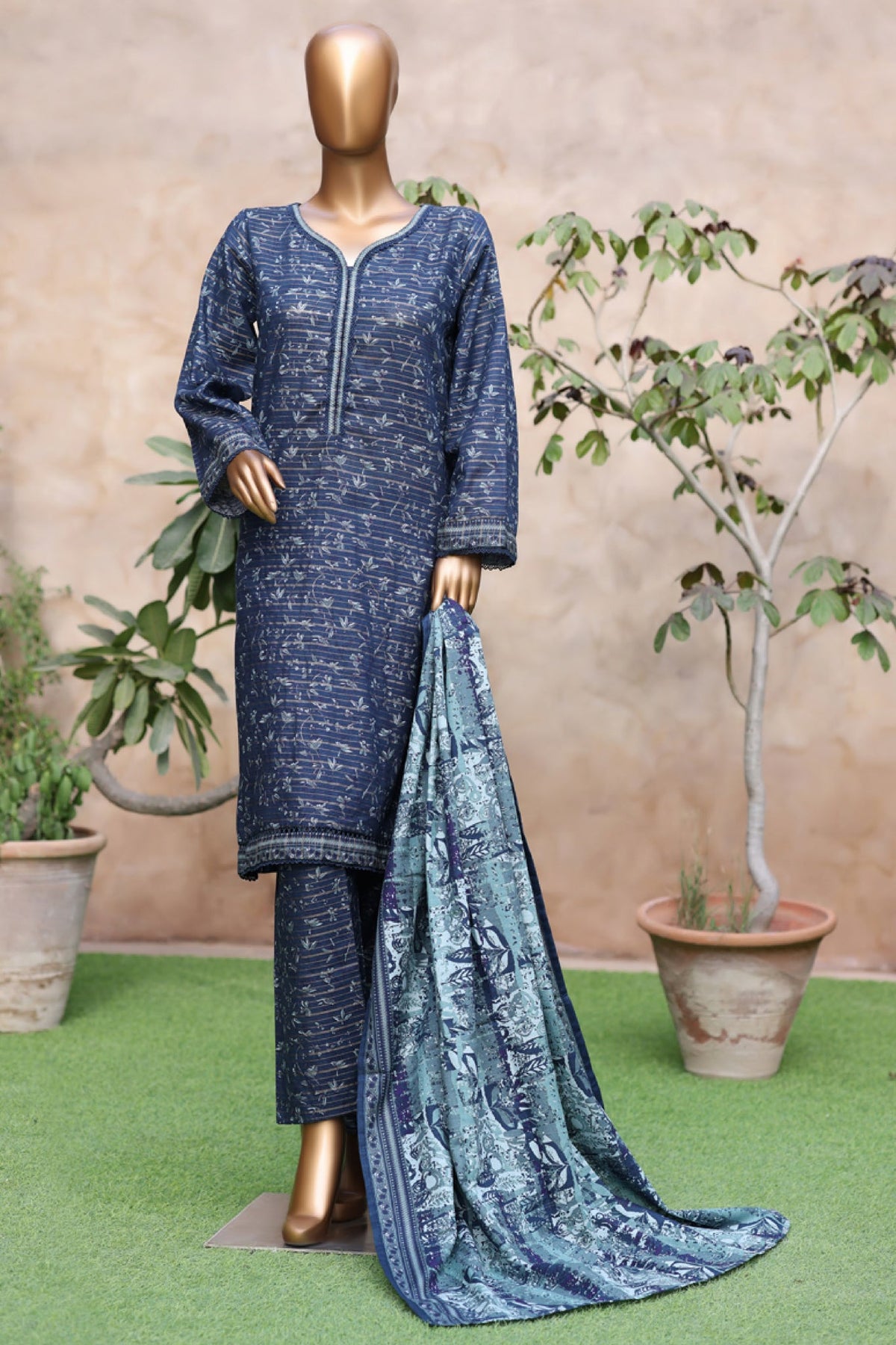 3-PC Stitched Exclusive Printed Khaddar By Bin Saeed | WK-2396