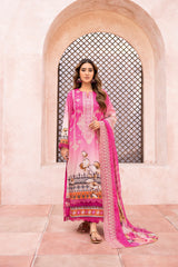 MT-498 | 3PC Unstitched Embroidered Printed Lawn Mehtab By Johra