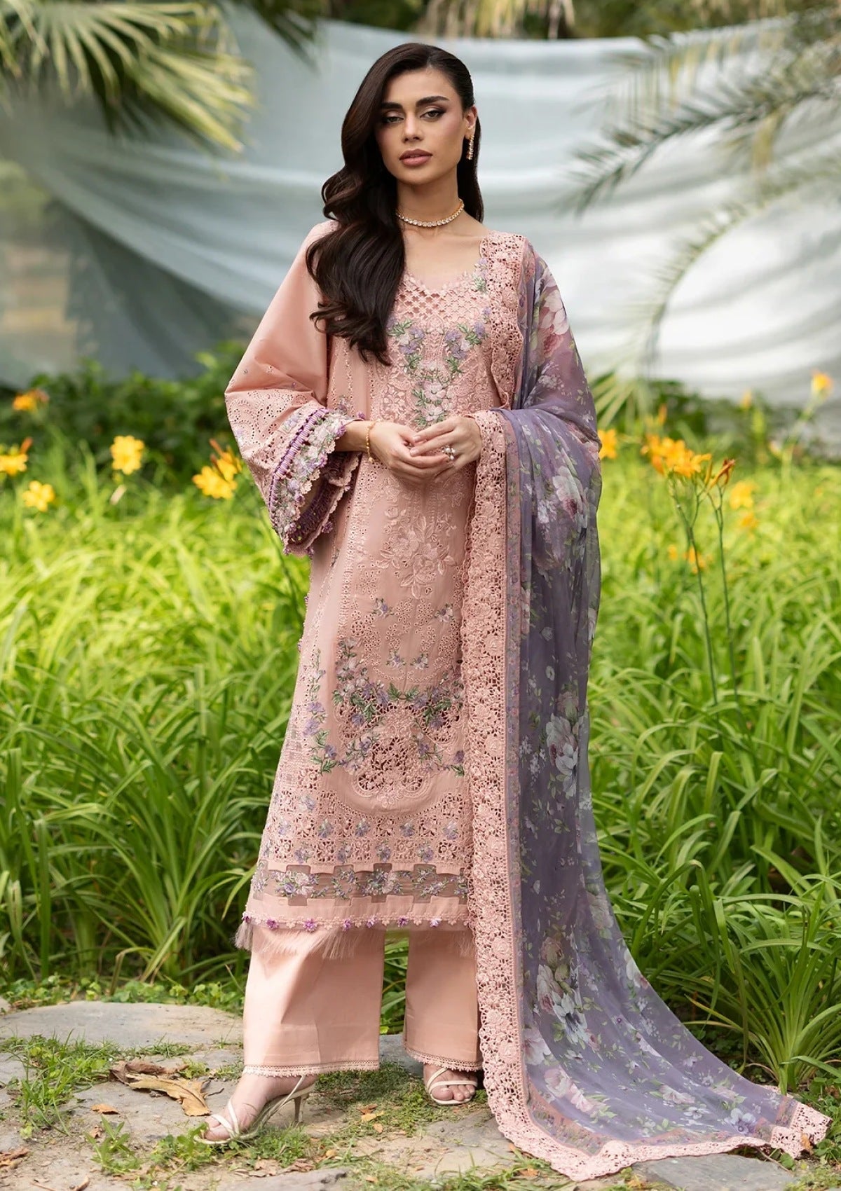 3-PC Unstitched Embroidered Luxury Lawn By Elaf | ELQ-6A