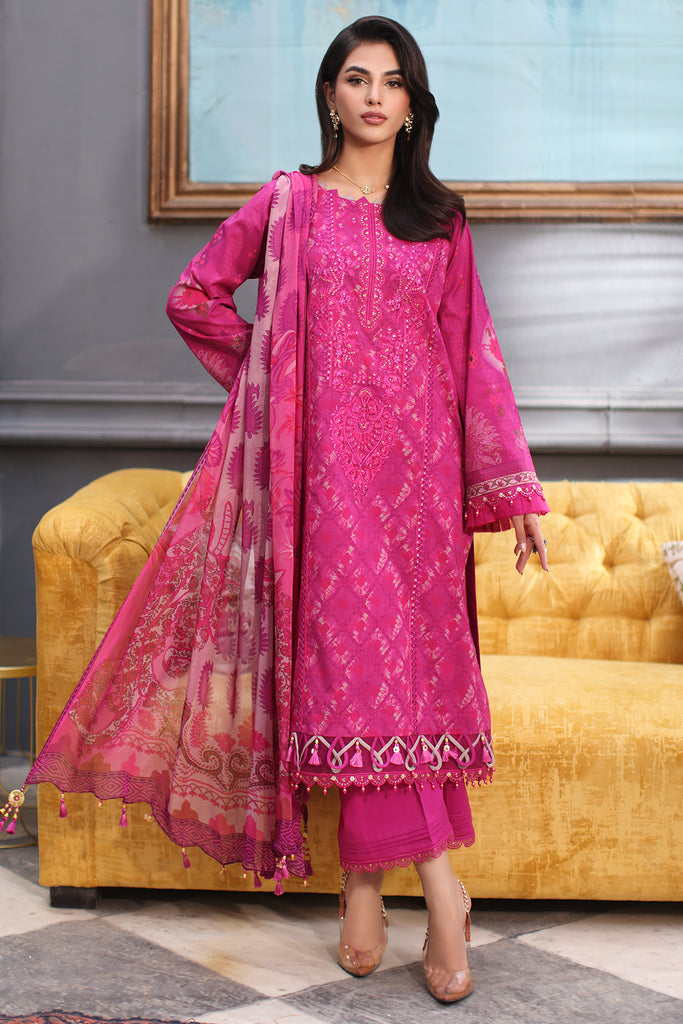 3-PC Charizma Combination Lawn Shirt with Printed Chiffon Dupatta CCS4-08