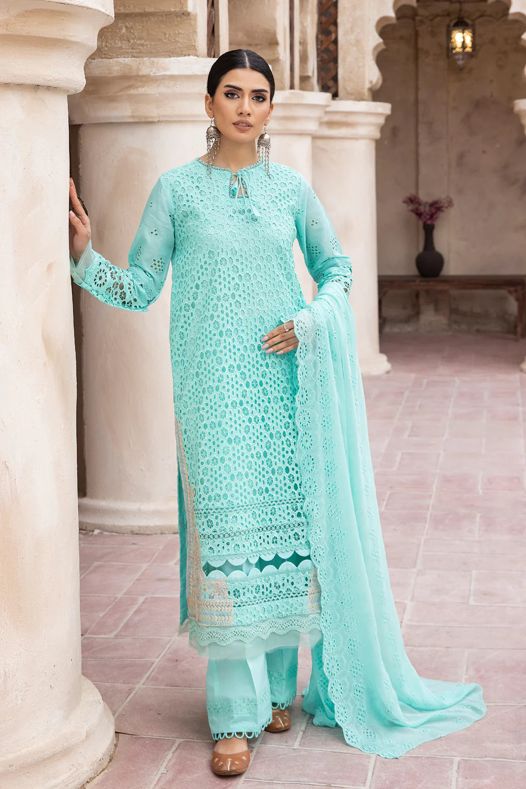 AZ-220 | 4PC Unstitched Suit Embroidered Chikankari Lawn Azal By Johra