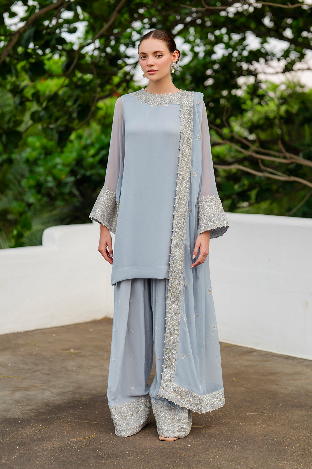 3-PC Unstitched Embroidered Net Chinon Chiffon By Iznik | CC-70