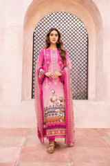 MT-498 | 3PC Unstitched Embroidered Printed Lawn Mehtab By Johra