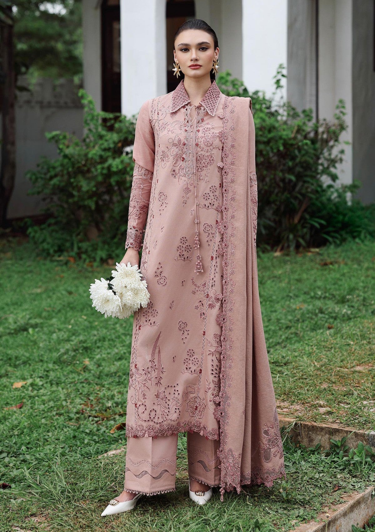 3-PC Unstitched Linen Embroidered Qline By Qalamkar | VEIL