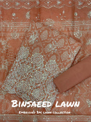 3-PC Unstitched Embroidered Lawn By Bin Saeed | BS-6