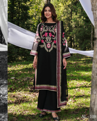 3-PC Unstitched Embroidered Lawn Silent Pine Tale By Afsanah | AL-109
