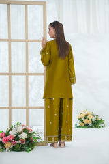 2-PC Stitched Cotton Embroidered Azlin By Guzel Fashoin | Sage