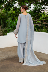 3-PC Unstitched Embroidered Net Chinon Chiffon By Iznik | CC-70