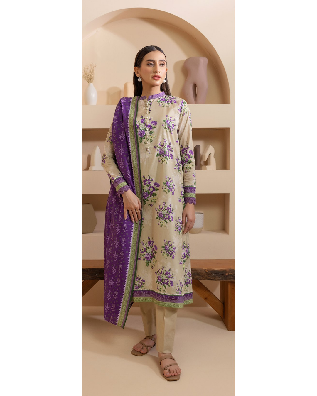 3-PC unstitched Printed Lawn By Zellbury | 0248