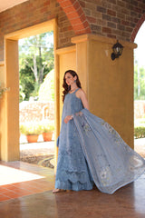 3-PC Unstitched Schiffli Embroidered Lawn Noor By Saadia Asad | D3 - A - Mirelle