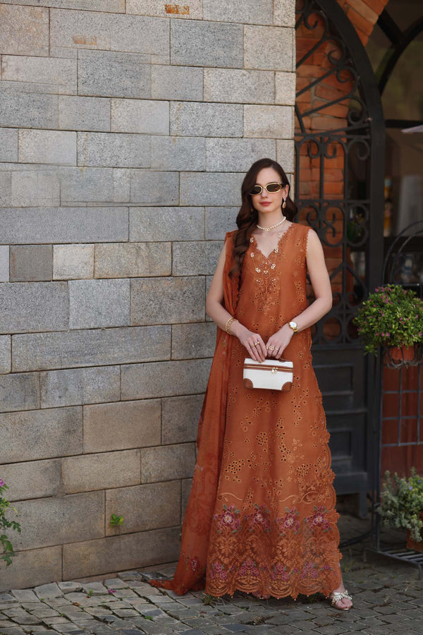 3-PC Unstitched Embroidered Lawn Schiffli Laserkari By Saadia Asad | D6